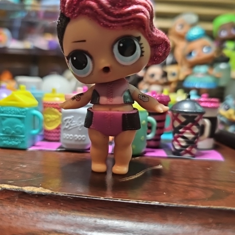 Pink and Black Doll with Glitter Hair